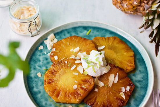 Grilled Pineapple with Coconut Cream and Lime Zest - Zest and The City