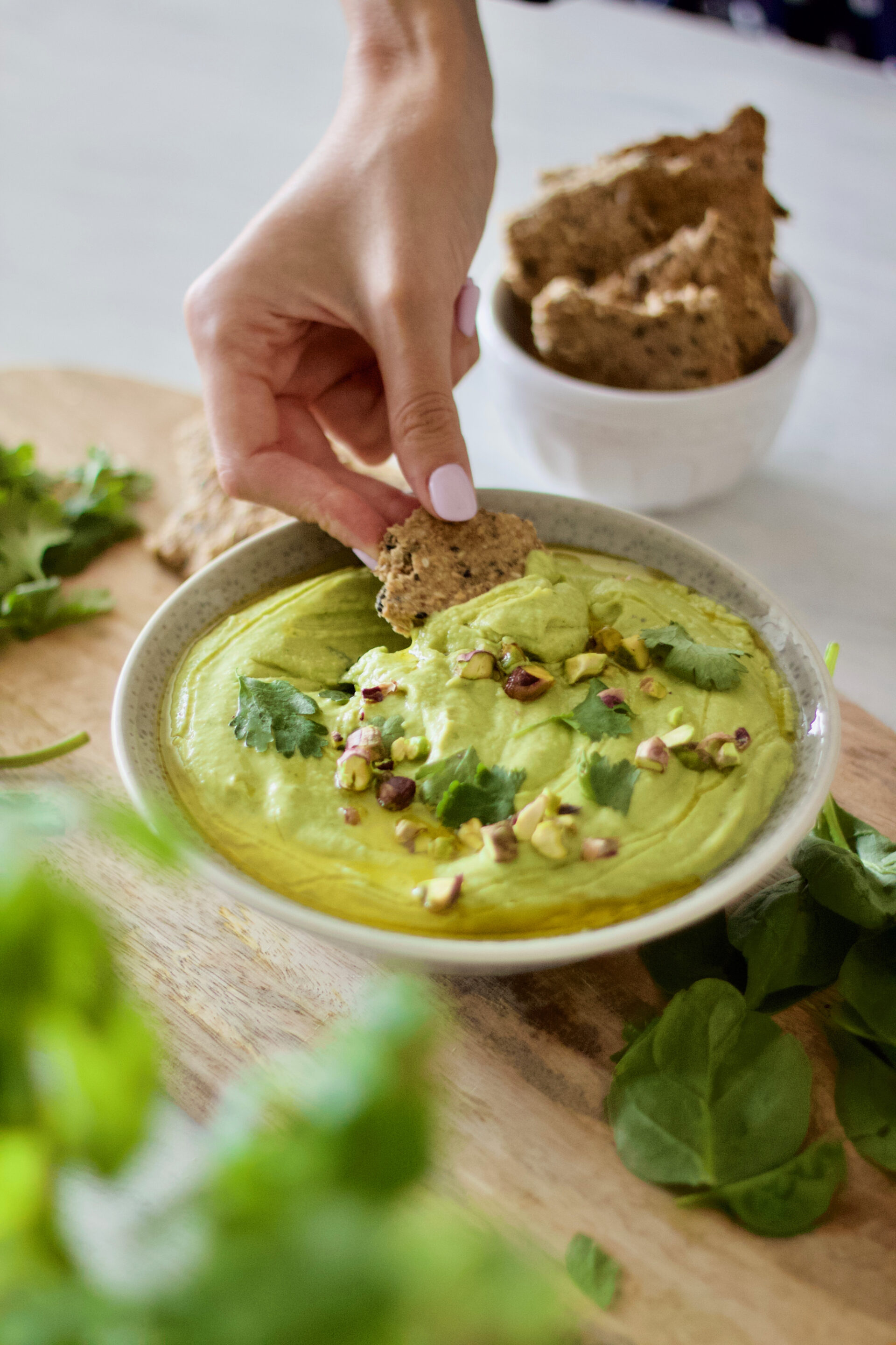 Healthy-Hummus-fresh herbs-cilantro-saudável-húmus-ervas aromáticas-coentros-1